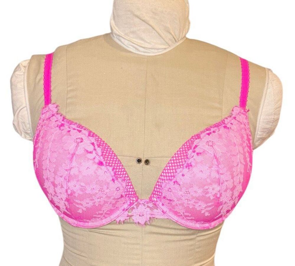 Victoria’s Secret Dream Angels Push Up Bra 34DD Lace Overlay Sexy